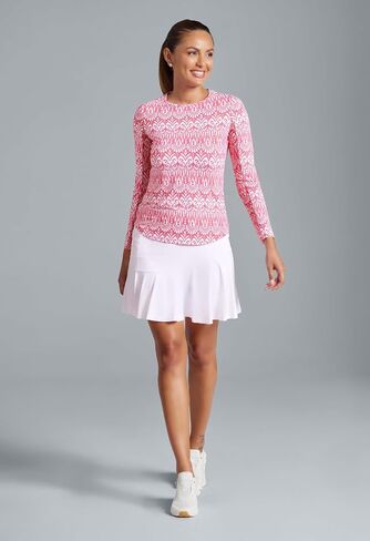 IBKUL Athleisure Wear Sun Protective UPF 50+ Icefil Cooling-Barbara Print Long Sleeve Crew Neck-12086 in Saudi Arabia