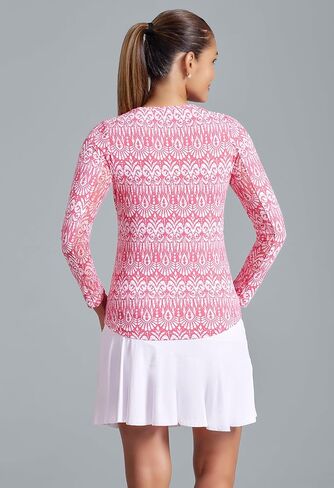 IBKUL Athleisure Wear Sun Protective UPF 50+ Icefil Cooling-Barbara Print Long Sleeve Crew Neck-12086 in Saudi Arabia
