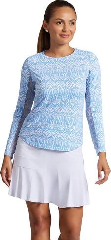 IBKUL Athleisure Wear Sun Protective UPF 50+ Icefil Cooling-Barbara Print Long Sleeve Crew Neck-12086 in Saudi Arabia