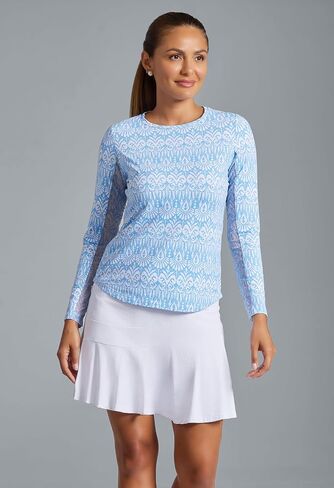 IBKUL Athleisure Wear Sun Protective UPF 50+ Icefil Cooling-Barbara Print Long Sleeve Crew Neck-12086 in Saudi Arabia