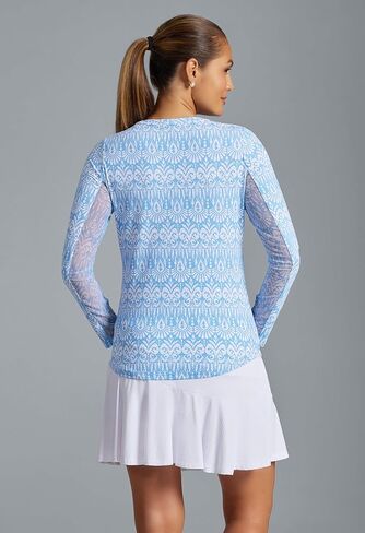 IBKUL Athleisure Wear Sun Protective UPF 50+ Icefil Cooling-Barbara Print Long Sleeve Crew Neck-12086 in Saudi Arabia