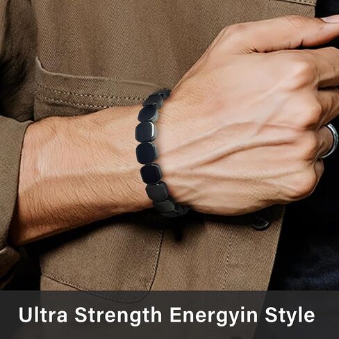 Hematite Bracelet for Men - Reclaim Your Edge & Confidence, Natural Stone for Focus, Courage & Mental Clarity, Stretch Gift Jewelry in Saudi Arabia