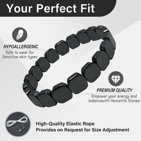 Hematite Bracelet for Men - Reclaim Your Edge & Confidence, Natural Stone for Focus, Courage & Mental Clarity, Stretch Gift Jewelry in Saudi Arabia