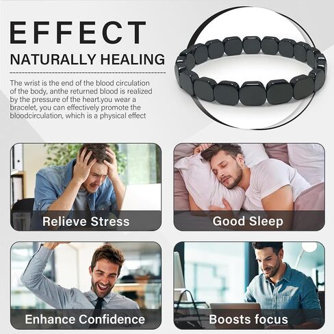 Hematite Bracelet for Men - Reclaim Your Edge & Confidence, Natural Stone for Focus, Courage & Mental Clarity, Stretch Gift Jewelry in Saudi Arabia