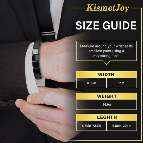 Hematite Bracelet for Men - Reclaim Your Edge & Confidence, Natural Stone for Focus, Courage & Mental Clarity, Stretch Gift Jewelry in Saudi Arabia