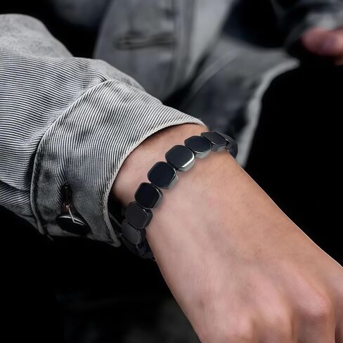 Hematite Bracelet for Men - Reclaim Your Edge & Confidence, Natural Stone for Focus, Courage & Mental Clarity, Stretch Gift Jewelry in Saudi Arabia