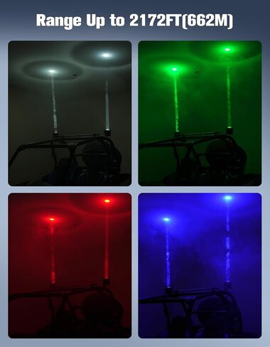 Upgrade 70mm Whipless LED Whip Lights with Mounts Fit 1.5''-2'' Roll Cage, 4 Color Alien Lights with Switch & Remote Compatible with Polaris RZR Can-Am Maverick X3 in Saudi Arabia