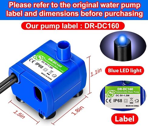 Cat Water Fountain Pump, Pet Water Fountain Pump Compatible Motor, DR-DC160 for Cat Drinking Fountain Cat Water Dispenser Replacement (Pump) in Kuwait