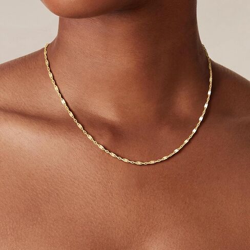 S925 Sterling Silver Lip Staw Necklace for Women - Sterling Silver Lip Chain Necklace Scale Colourd STURDY NENDLACES المجوهرات للنساء 16/18/20/22 بوصة in Kuwait