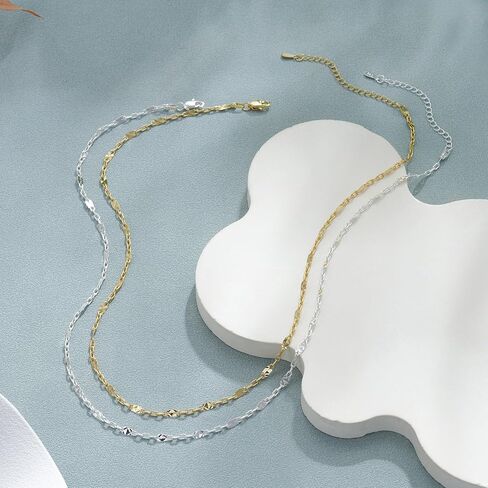 S925 Sterling Silver Lip Staw Necklace for Women - Sterling Silver Lip Chain Necklace Scale Colourd STURDY NENDLACES المجوهرات للنساء 16/18/20/22 بوصة in Kuwait