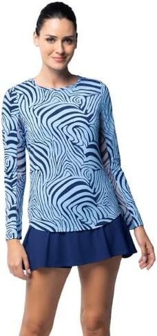 IBKUL Athleisure Wear Sun Protective UPF 50+ Icefil Cooling Cecilia Print Long Sleeve Crew Neck - 12932 in Saudi Arabia