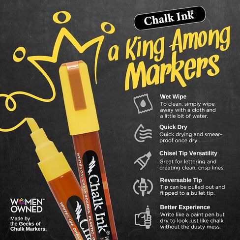 Chalk Ink 6mm Commercial Wet Wipe Markers, 4-Pack, White (6mmComm4WW) in Saudi Arabia