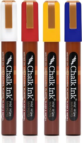 Chalk Ink 6mm Commercial Wet Wipe Markers, 4-Pack, White (6mmComm4WW) in Saudi Arabia