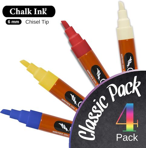 Chalk Ink 6mm Commercial Wet Wipe Markers, 4-Pack, White (6mmComm4WW) in Saudi Arabia