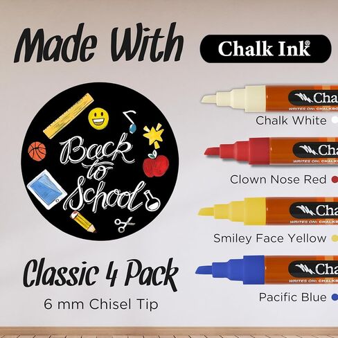 Chalk Ink 6mm Commercial Wet Wipe Markers, 4-Pack, White (6mmComm4WW) in Saudi Arabia