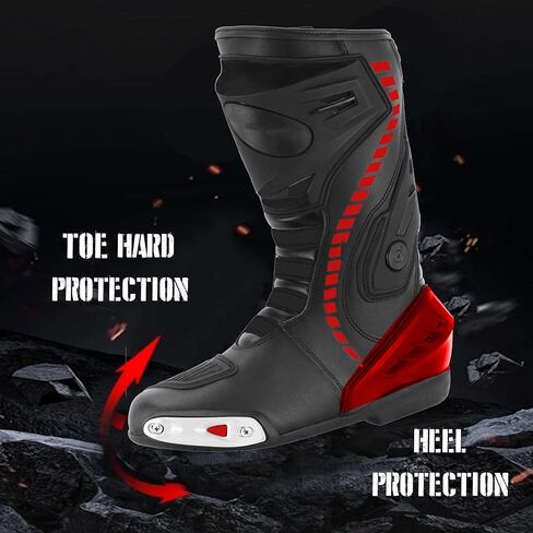 Men’s Waterproof Motorcycle Racing Boots – Leather Motorbike Shoes with Ankle Protection & Non-Slip Sole for Motocross in Kuwait