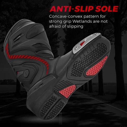Men’s Waterproof Motorcycle Racing Boots – Leather Motorbike Shoes with Ankle Protection & Non-Slip Sole for Motocross in Kuwait