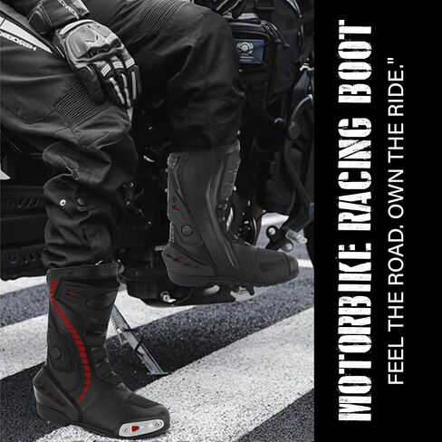 Men’s Waterproof Motorcycle Racing Boots – Leather Motorbike Shoes with Ankle Protection & Non-Slip Sole for Motocross in Kuwait