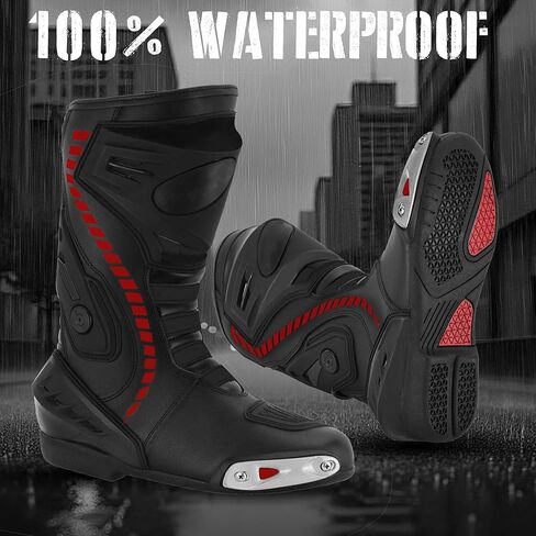 Men’s Waterproof Motorcycle Racing Boots – Leather Motorbike Shoes with Ankle Protection & Non-Slip Sole for Motocross in Kuwait