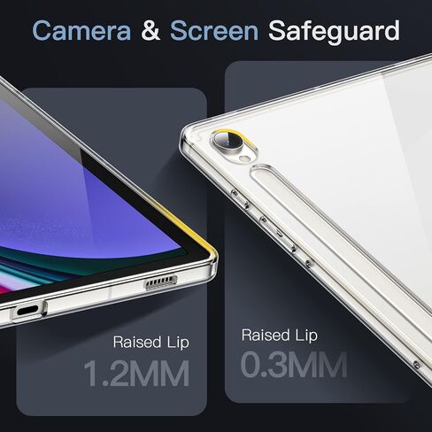 JETech Clear Case for Samsung Galaxy Tab S9 Ultra 14.6-Inch, Anti-Yellowing Transparent Shockproof Slim Tablet Cover with Hard PC Back and Soft TPU Bumper, Support S Pen Wireless Charging (Clear) in Saudi Arabia