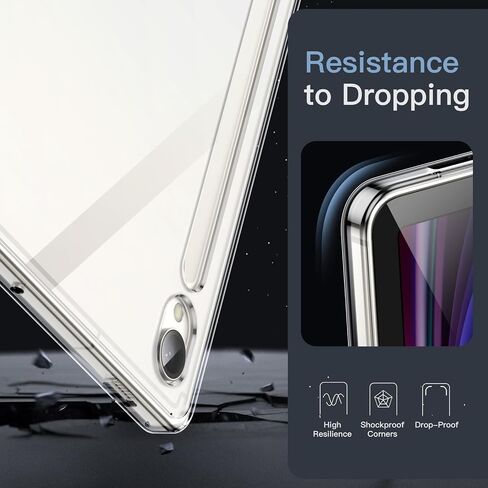 JETech Clear Case for Samsung Galaxy Tab S9 Ultra 14.6-Inch, Anti-Yellowing Transparent Shockproof Slim Tablet Cover with Hard PC Back and Soft TPU Bumper, Support S Pen Wireless Charging (Clear) in Saudi Arabia