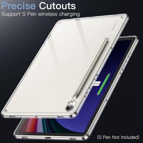 JETech Clear Case for Samsung Galaxy Tab S9 Ultra 14.6-Inch, Anti-Yellowing Transparent Shockproof Slim Tablet Cover with Hard PC Back and Soft TPU Bumper, Support S Pen Wireless Charging (Clear) in Saudi Arabia