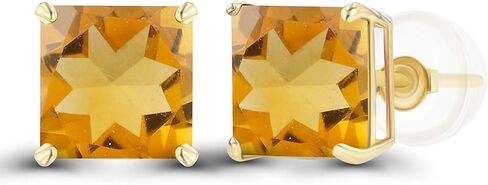 صلبة 14K الذهب 6mm مربعة مربع أصلي أقراط مسمار للنساء | ترصيع hypoallergenic | أقراط طبيعية أو تم إنشاؤها للأحجار الكريمة للنساء in Saudi Arabia