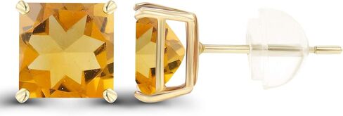 صلبة 14K الذهب 6mm مربعة مربع أصلي أقراط مسمار للنساء | ترصيع hypoallergenic | أقراط طبيعية أو تم إنشاؤها للأحجار الكريمة للنساء in Saudi Arabia