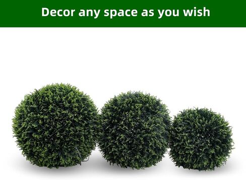 Topiary Ball 2 PCS ، Cedar Topiary Balls Calls Garden Certies كرات زخرفية لحديقة الفناء في الهواء الطلق والداخلية ، زفاف الزفاف ، 21.5 بوصة in Kuwait