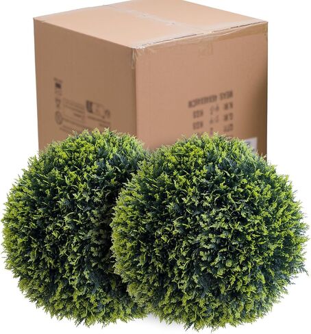 Topiary Ball 2 PCS ، Cedar Topiary Balls Calls Garden Certies كرات زخرفية لحديقة الفناء في الهواء الطلق والداخلية ، زفاف الزفاف ، 21.5 بوصة in Kuwait