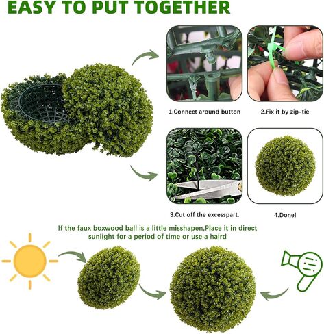 Topiary Ball 2 PCS ، Cedar Topiary Balls Calls Garden Certies كرات زخرفية لحديقة الفناء في الهواء الطلق والداخلية ، زفاف الزفاف ، 21.5 بوصة in Kuwait