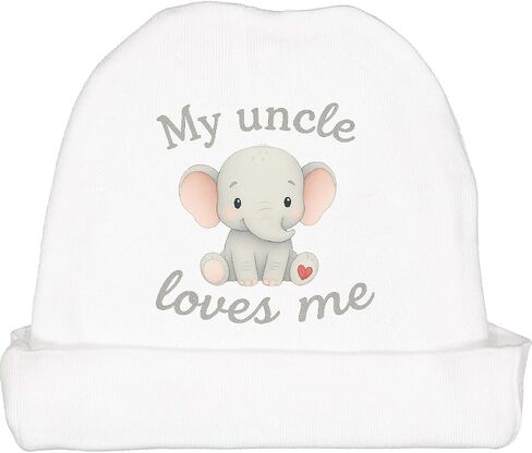 inktastic My Uncle Loves Me Cute Elephant Baby Beanie Hat in Saudi Arabia