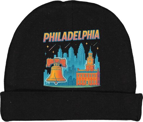 Inktastic Philadelphia Cityscape Retro Skyline Baby Beanie Hat in Saudi Arabia
