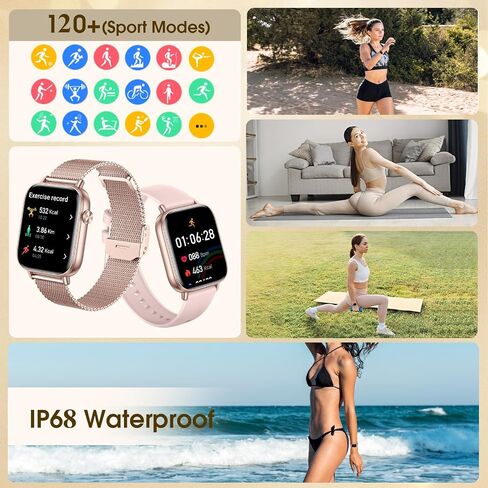 ساعة ذكية للنساء، ساعة ذكية عالية الدقة مقاس 1.85 بوصة لأجهزة Android وiPhone مع 100 وضع رياضي، ساعة لياقة بدنية مع مكالمة بلوتوث (الإجابة/الإجراء)، جهاز تتبع اللياقة البدنية ومراقبة معدل ضربات القلب والنوم، ساعة نسائية مقاومة للماء in Saudi Arabia