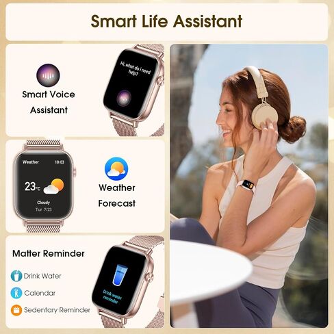 ساعة ذكية للنساء، ساعة ذكية عالية الدقة مقاس 1.85 بوصة لأجهزة Android وiPhone مع 100 وضع رياضي، ساعة لياقة بدنية مع مكالمة بلوتوث (الإجابة/الإجراء)، جهاز تتبع اللياقة البدنية ومراقبة معدل ضربات القلب والنوم، ساعة نسائية مقاومة للماء in Saudi Arabia