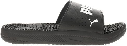 PUMA Men's Softride Massage Slide Sandals, Black-White, 8 in Saudi Arabia