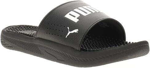 PUMA Men's Softride Massage Slide Sandals, Black-White, 8 in Saudi Arabia