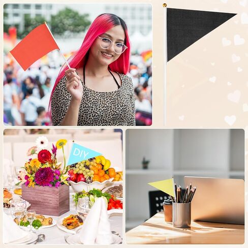 Patikil 8x3 Inch Flags Mini Minnant ، 12pcs صغيرًا صغيرًا باليد ، علم صلب فارغ على عصا من أجل Graffiti عيد ميلاد كرنفال الرياضة ، Orange in Saudi Arabia