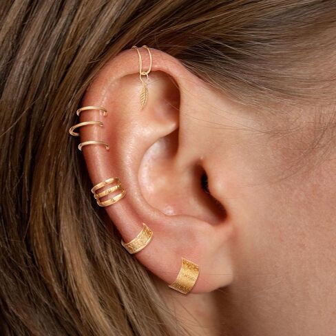 22PCS Gold Ear Cuffs, Adjustable Cuff Earrings for Women Non Piercing, Gold Clip on Earrings Butterfly Star Chain Twist Helix Leaf Wrap Set for Fake Cartilage Piercing in Saudi Arabia