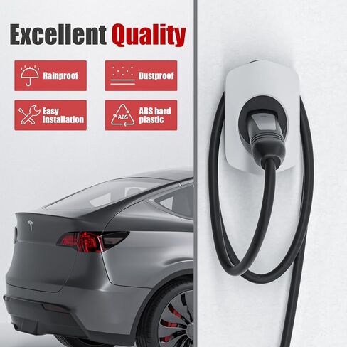 Tesla Charger Holder ، Car Tesla Charging Cable Organizer | قفص الاتهام الفوهة | جدار جدار | مسامير | NACS | أبيض | حامل المركبات الكهربائية وملحقات Wallbox لأصحاب Tesla in Kuwait