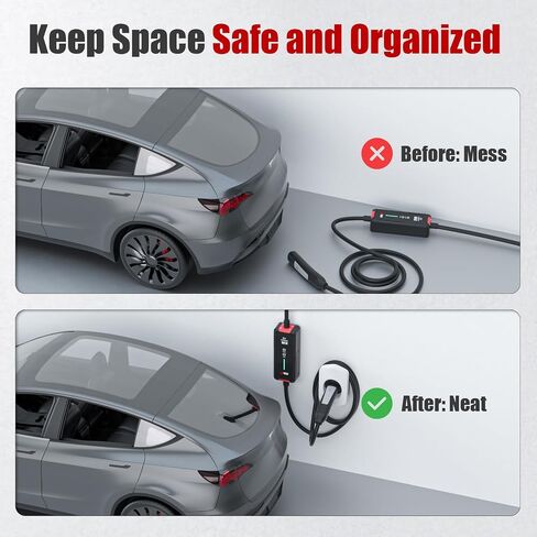 Tesla Charger Holder ، Car Tesla Charging Cable Organizer | قفص الاتهام الفوهة | جدار جدار | مسامير | NACS | أبيض | حامل المركبات الكهربائية وملحقات Wallbox لأصحاب Tesla in Kuwait