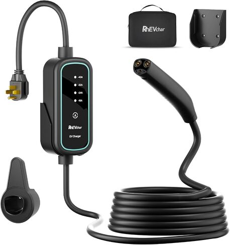 40A Tesla Level 2 NACS Connector EV Charger 9.6kW محطات شحن السيارات الكهربائية السريعة للمنزل مع 240 فولت NEMA 14-50 ، كابل 25 قدمًا ، حقيبة سفر ، منفذ لاسلكي in Kuwait