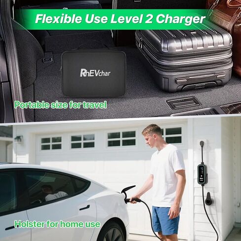 40A Tesla Level 2 NACS Connector EV Charger 9.6kW محطات شحن السيارات الكهربائية السريعة للمنزل مع 240 فولت NEMA 14-50 ، كابل 25 قدمًا ، حقيبة سفر ، منفذ لاسلكي in Kuwait