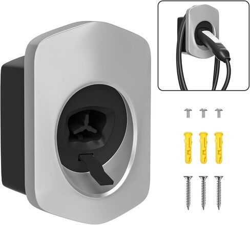Tesla Charger Holder ، Car Tesla Charging Cable Organizer | قفص الاتهام الفوهة | جدار جدار | مسامير | NACS | أبيض | حامل المركبات الكهربائية وملحقات Wallbox لأصحاب Tesla in Kuwait