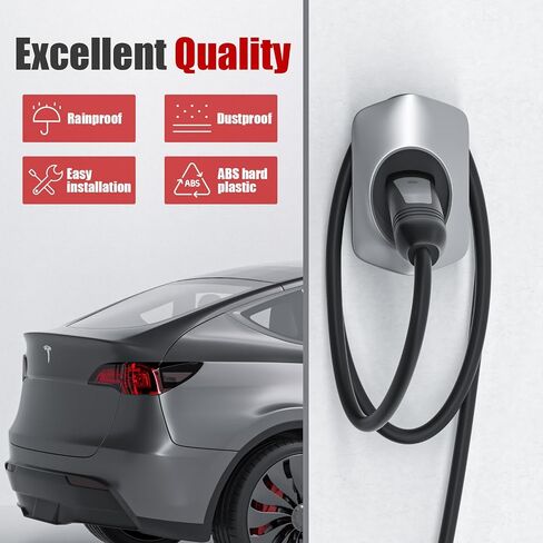 Tesla Charger Holder ، Car Tesla Charging Cable Organizer | قفص الاتهام الفوهة | جدار جدار | مسامير | NACS | أبيض | حامل المركبات الكهربائية وملحقات Wallbox لأصحاب Tesla in Kuwait