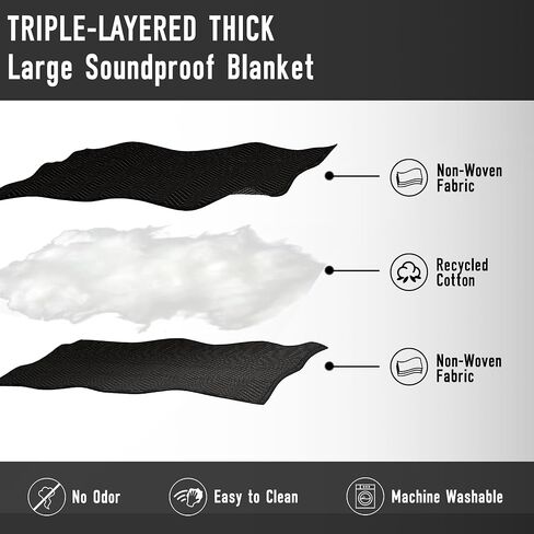 Large Sound Dampening Blanket,96" x 80" Sound Absorbing Studio Blanket,Noise Cancelling Studio Acoustic Blanket Curtain/Light Blocker/Moving Blanket in Saudi Arabia