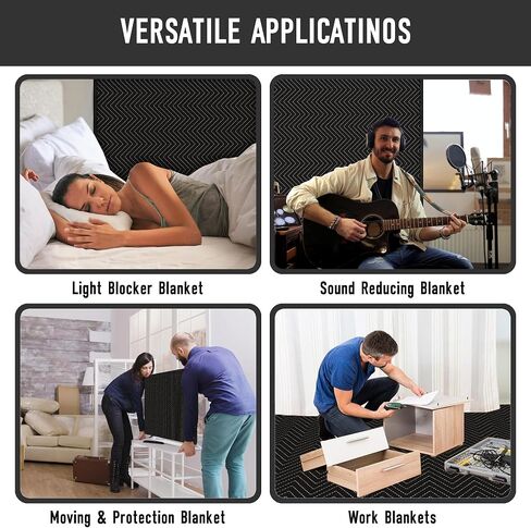 Large Sound Dampening Blanket,96" x 80" Sound Absorbing Studio Blanket,Noise Cancelling Studio Acoustic Blanket Curtain/Light Blocker/Moving Blanket in Saudi Arabia