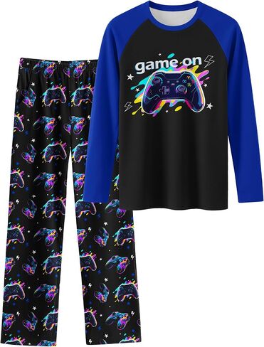 Boys Pajamas Cozy Soft Long Sleeves Top and Pants 2 Piece Cool Pjs Pajamas Set Big Boys Sleepwear Size 8-14 in Saudi Arabia