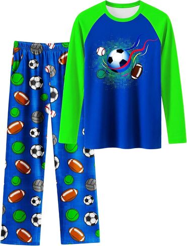 Boys Pajamas Cozy Soft Long Sleeves Top and Pants 2 Piece Cool Pjs Pajamas Set Big Boys Sleepwear Size 8-14 in Kuwait