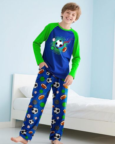 Boys Pajamas Cozy Soft Long Sleeves Top and Pants 2 Piece Cool Pjs Pajamas Set Big Boys Sleepwear Size 8-14 in Kuwait